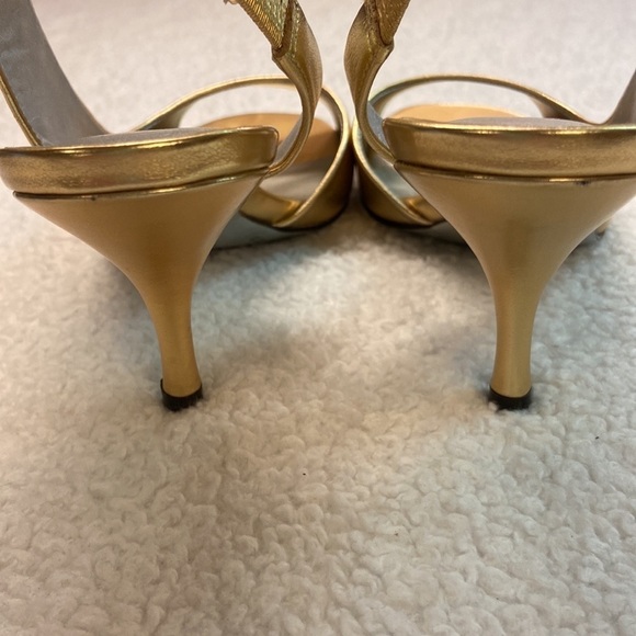 Jessica Simpson Kreme New Sable Metallic Leather Open Toe Slingback Dress Heel 6 - Picture 6 of 11